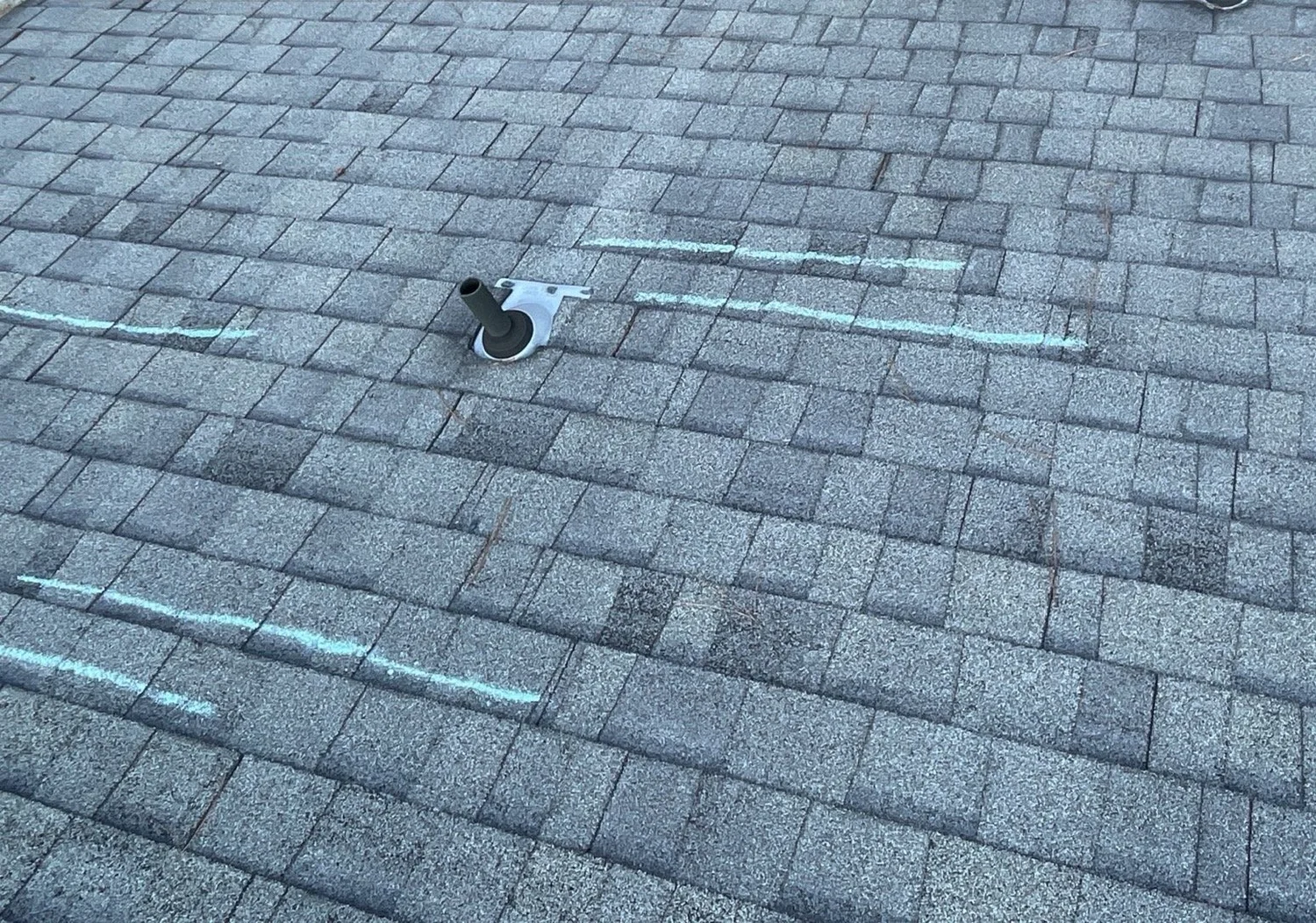 Roof condition marked and documented during an inspection